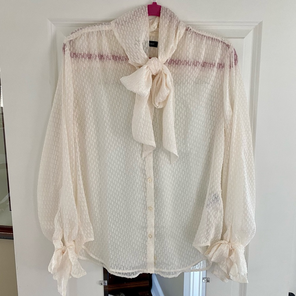 Banana Republic sheer ivory blouse